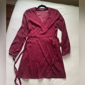 Loft maroon star wrap dress